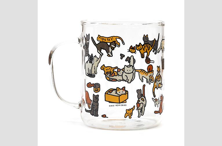 [제로퍼제로] 손잡이 내열 유리컵 L - 고양이 (재입고)