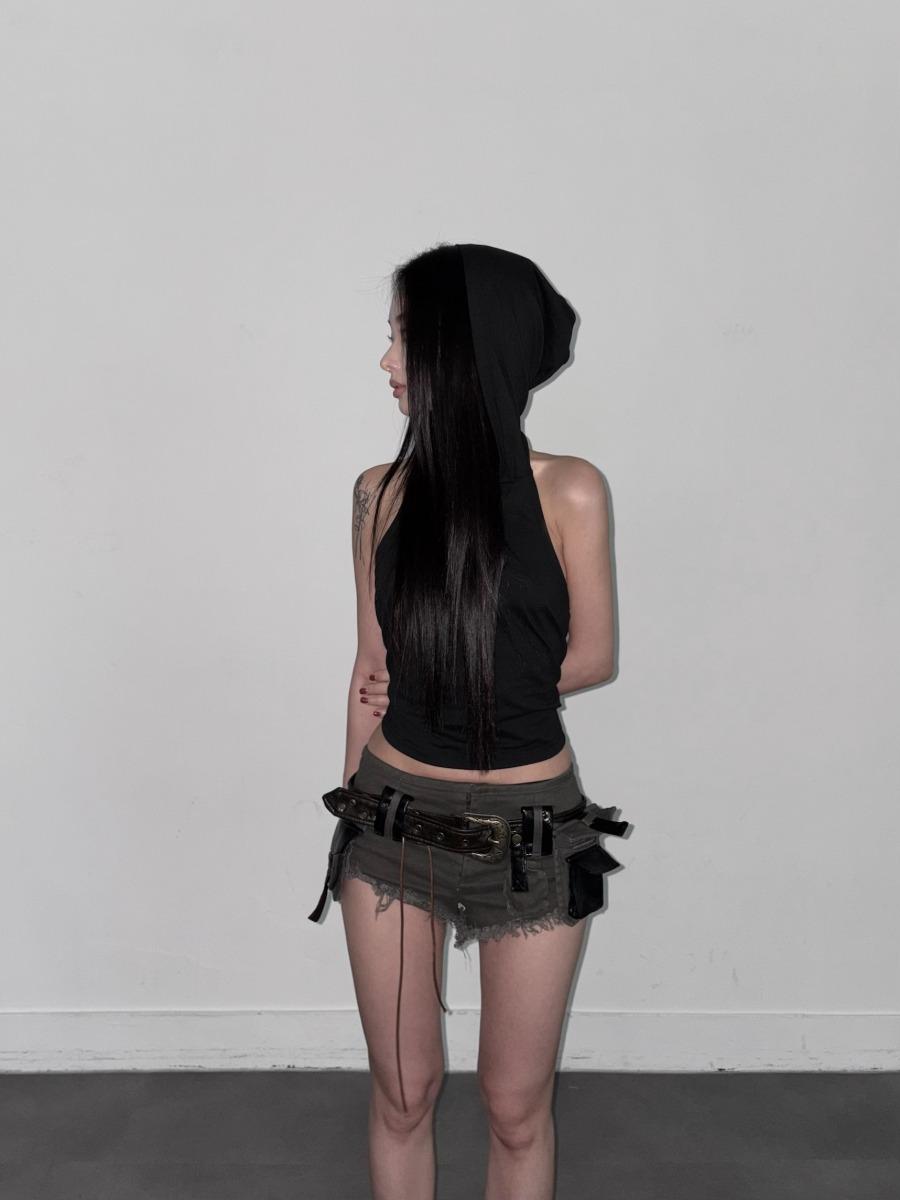 plain hood sleevless