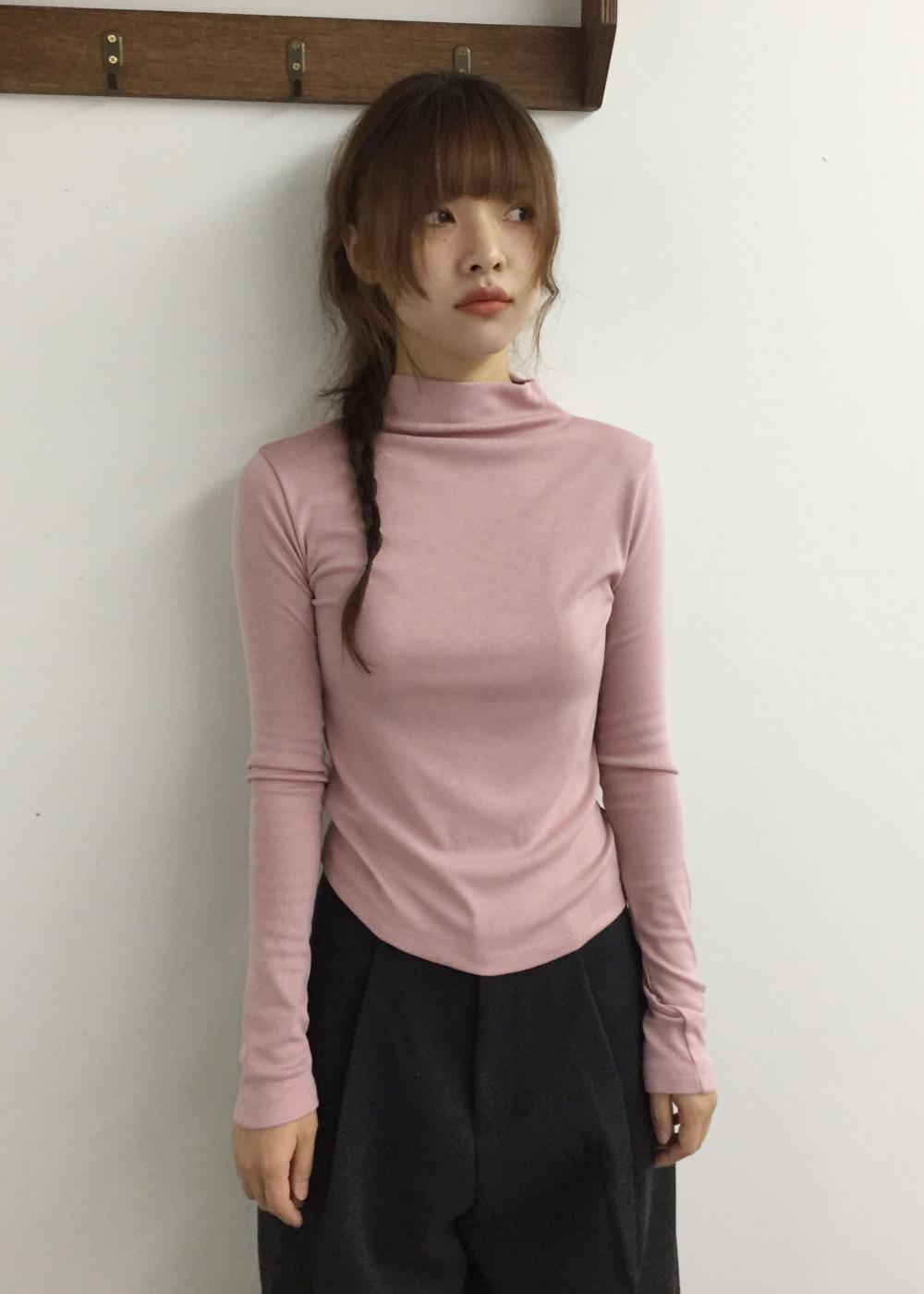 [기모]파피 반목 무지 목폴라 티셔츠(5colors)