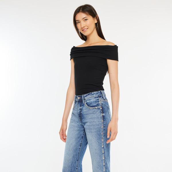 [베이비몬스터즈 아현 착용] 하이웨이스트 와이드 플레어진 민디