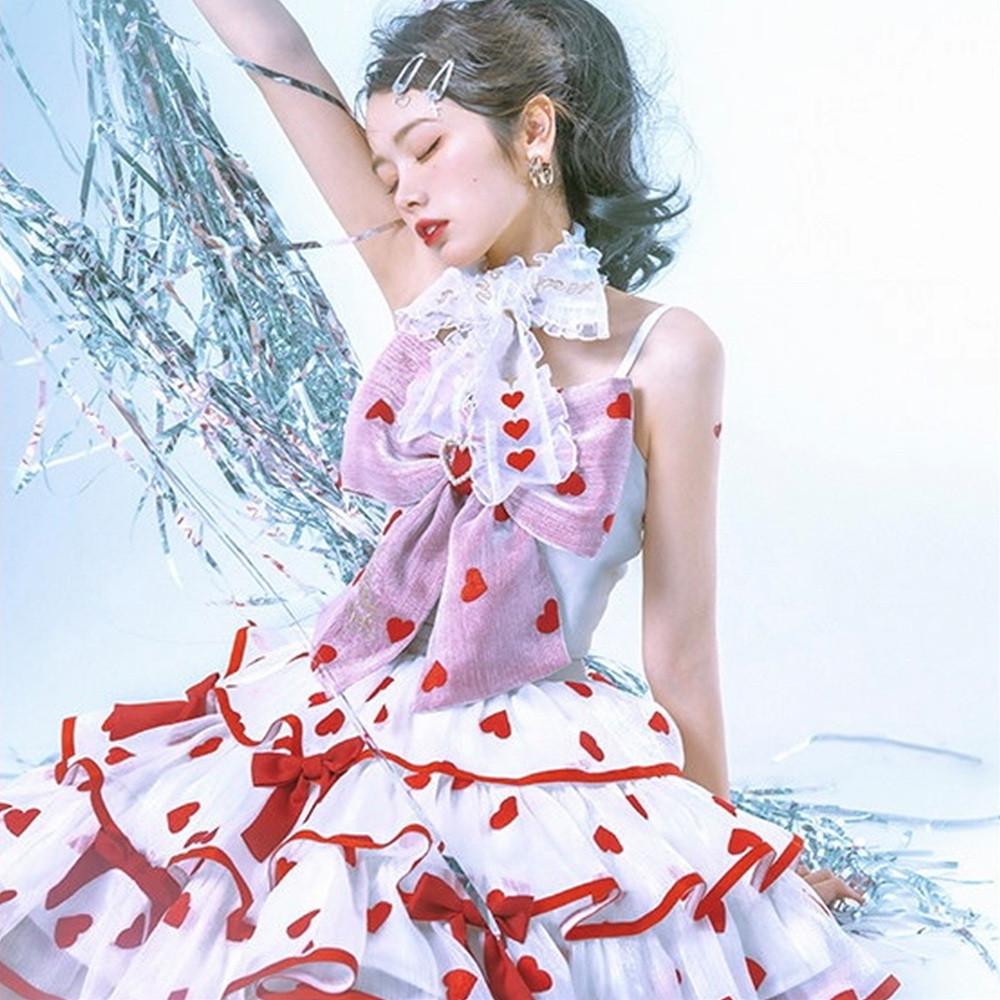로리타 드레스 레이스 뷔스티에 원피스 양산형 지뢰계 아이돌 옷 틱톡옷