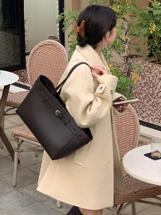 Belt bbg leather shoulder bag_Brown
