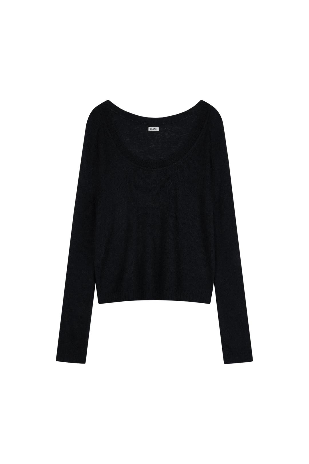 KID MOHAIR U-NECK KNIT (BLACK)