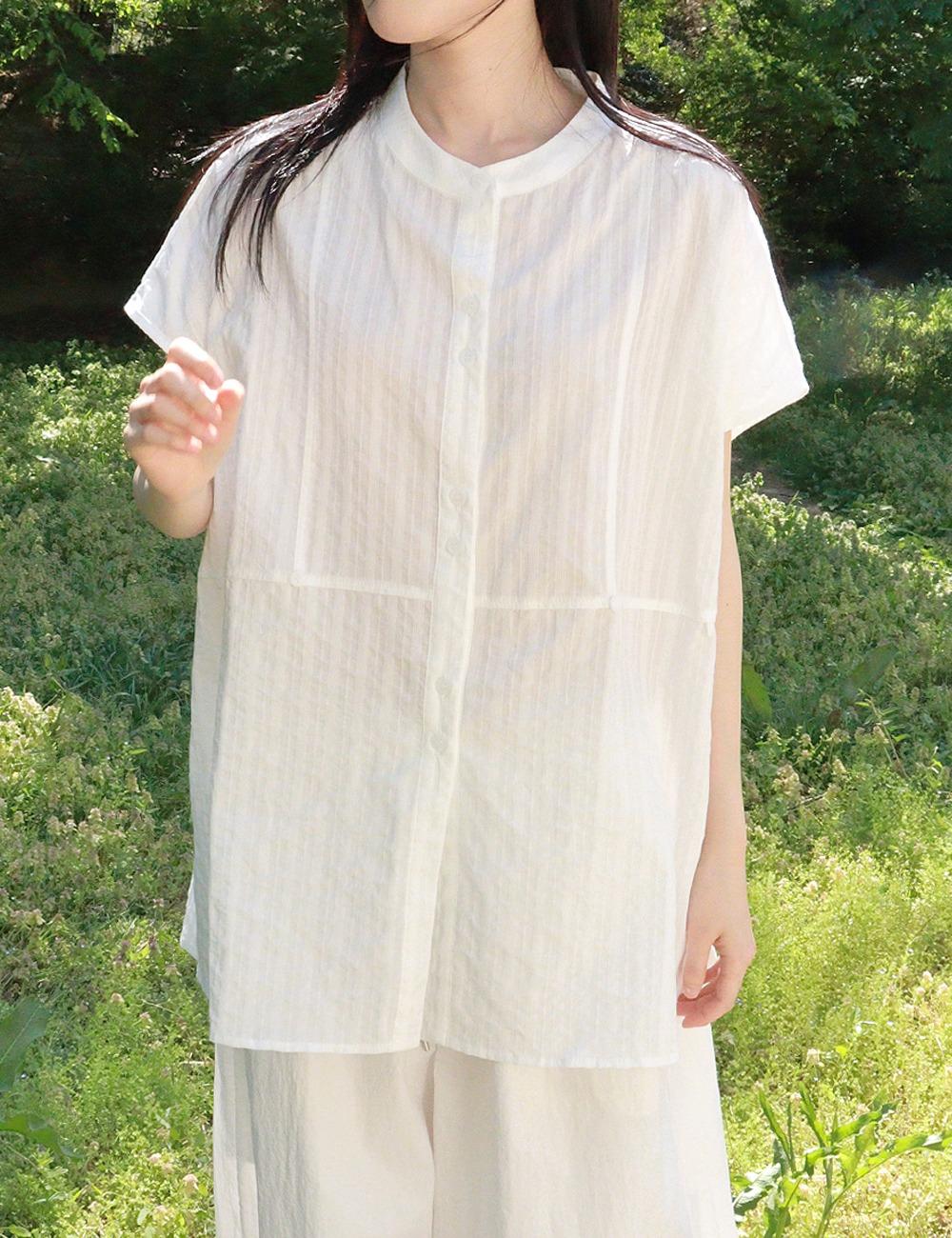sheer line button blouse