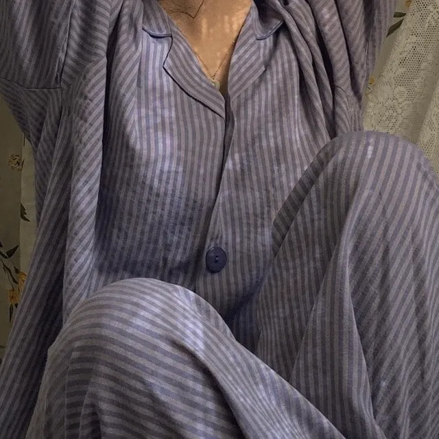 국내제작 사계절 스트라이프 오묘 긴팔 긴바지 잠옷세트 가을 겨울 커플 우정 잠옷