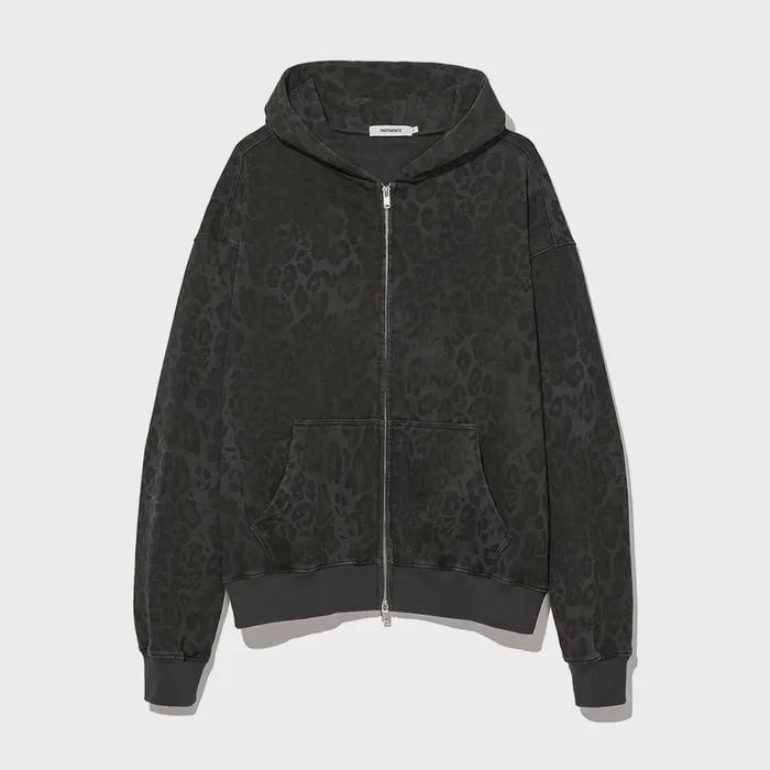 Stain Leopard Hood Zip-up Charcoal