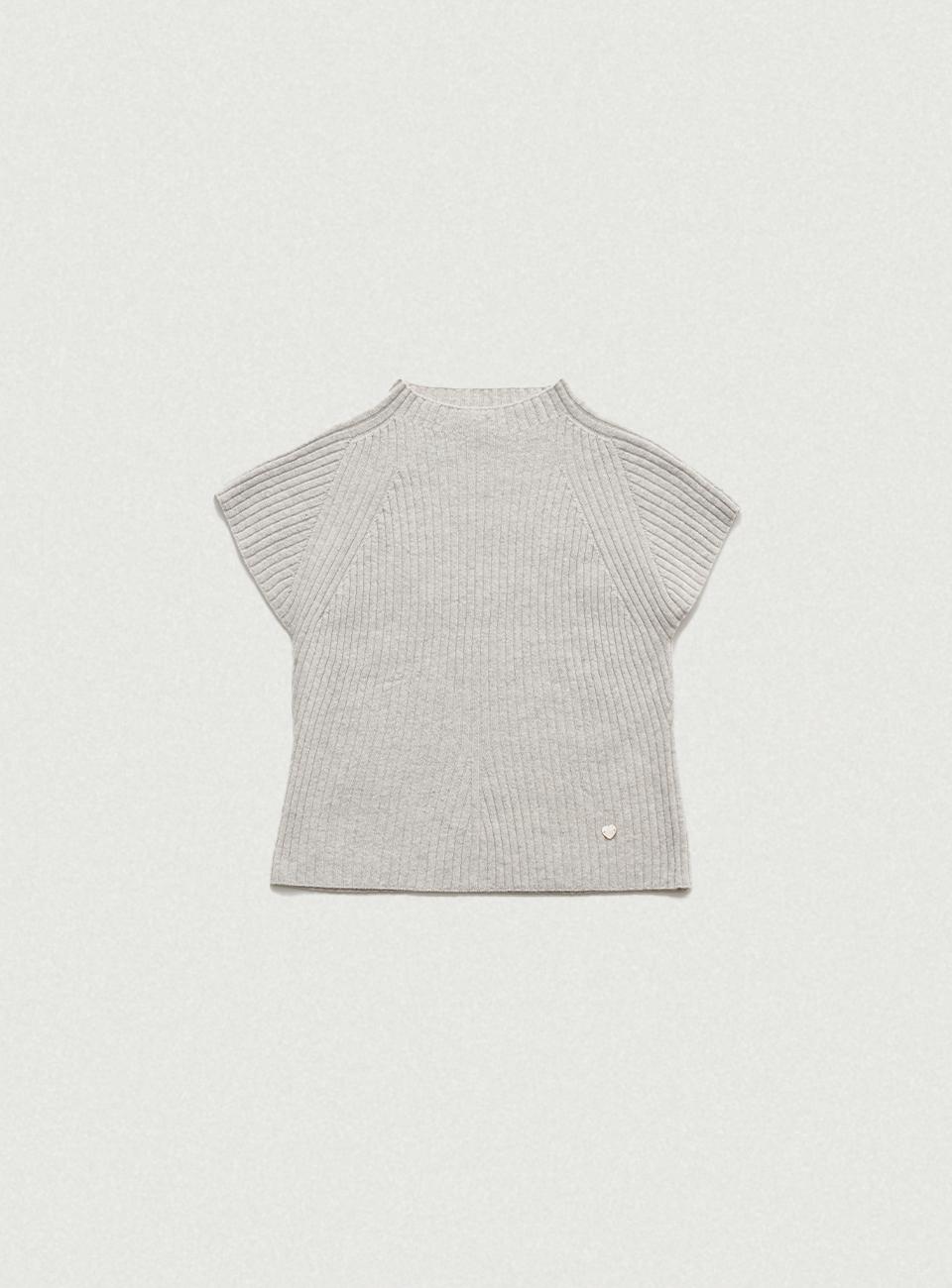 [3/17 14:00 KST OPEN] Grey Lotus Cap Sleeve Knit Top