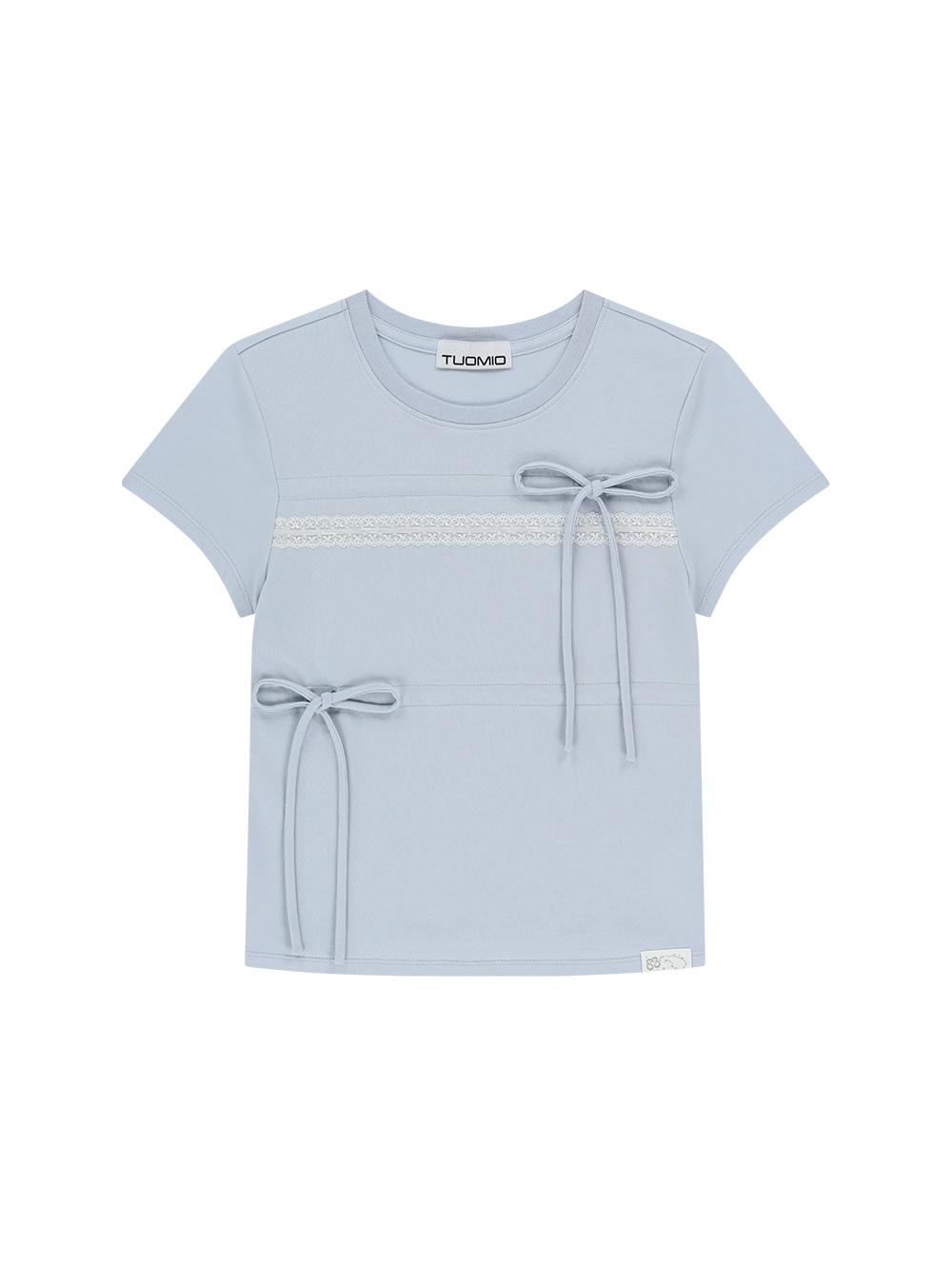 RIBBON LAYERED SHORT SLEEVES [BABY BLUE]
