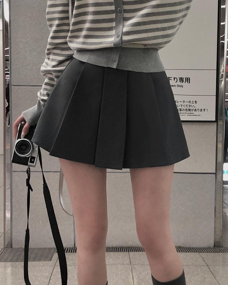 베이델리 [MADE/속바지내장]루스 A라인 앵글 플리츠 스커트