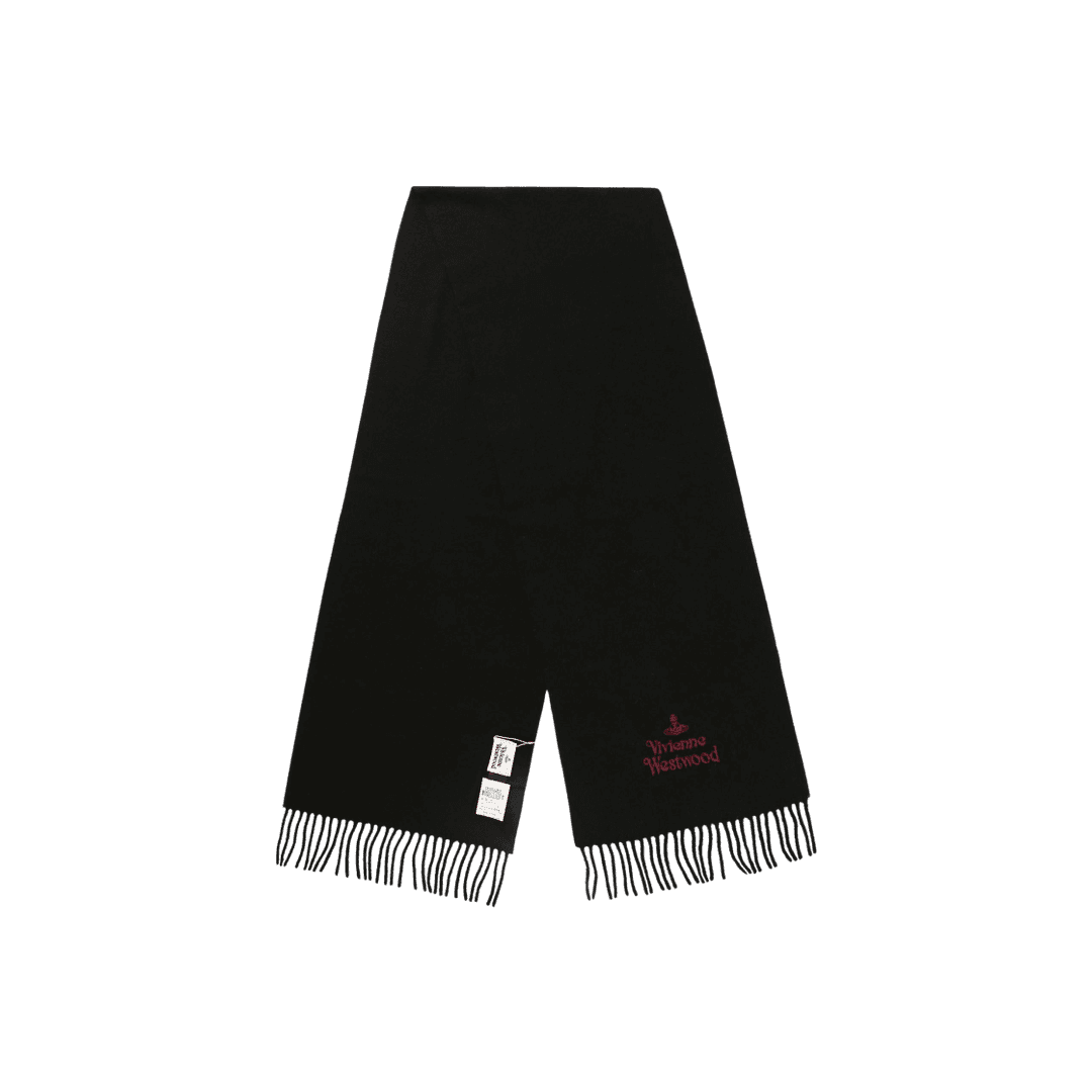 Vivienne Westwood Embroidered Logo Scarf Black Wine