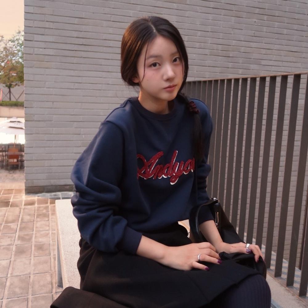 그레넨 로고 자수 스웻셔츠 (Navy/Gray)