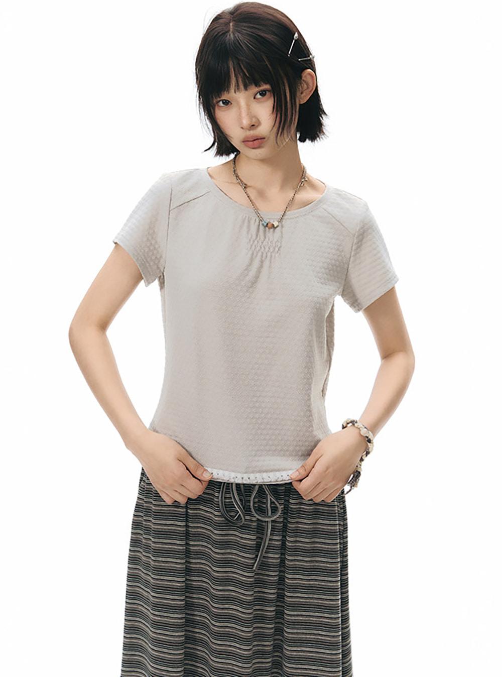 Seam Gathered Neck Top (2color)