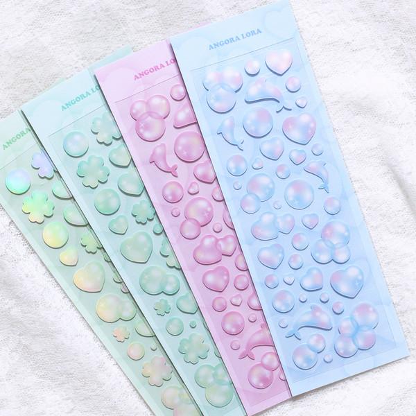 앙고라로라 | 돌고래&클로버 버블 스티커 (4종)