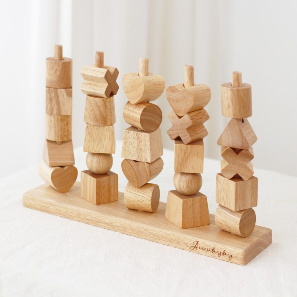 아카시아봉봉 돌아기 장난감 원목 도형맞추기 끼우기 가베 유아발달 어린이집교구