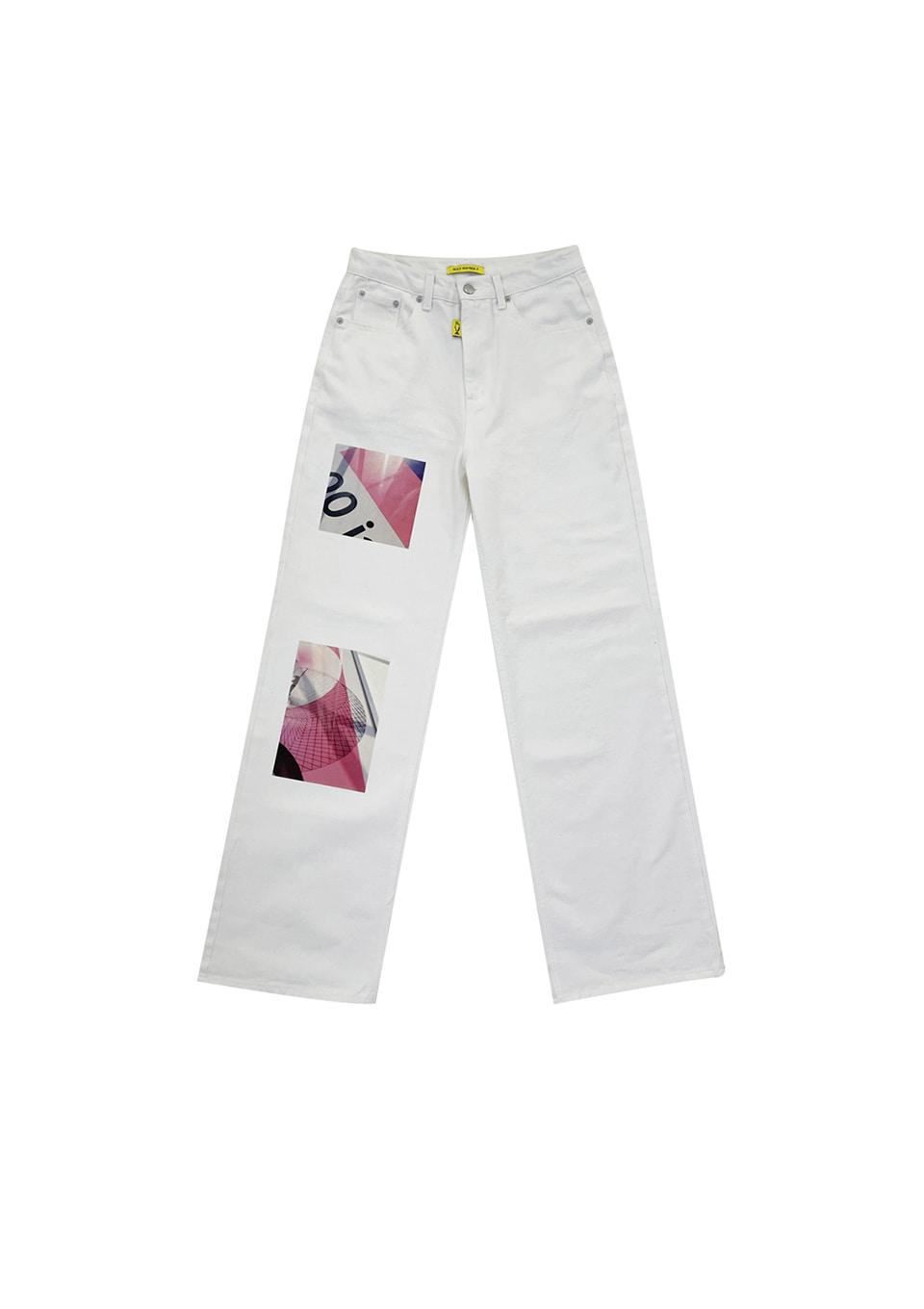 [치타착용][RECYCLE COTTON] PRINTED STRAIGHT PANTS_WHITE[리사이클 코튼] 프린팅 스트레이트 팬츠_화이트
