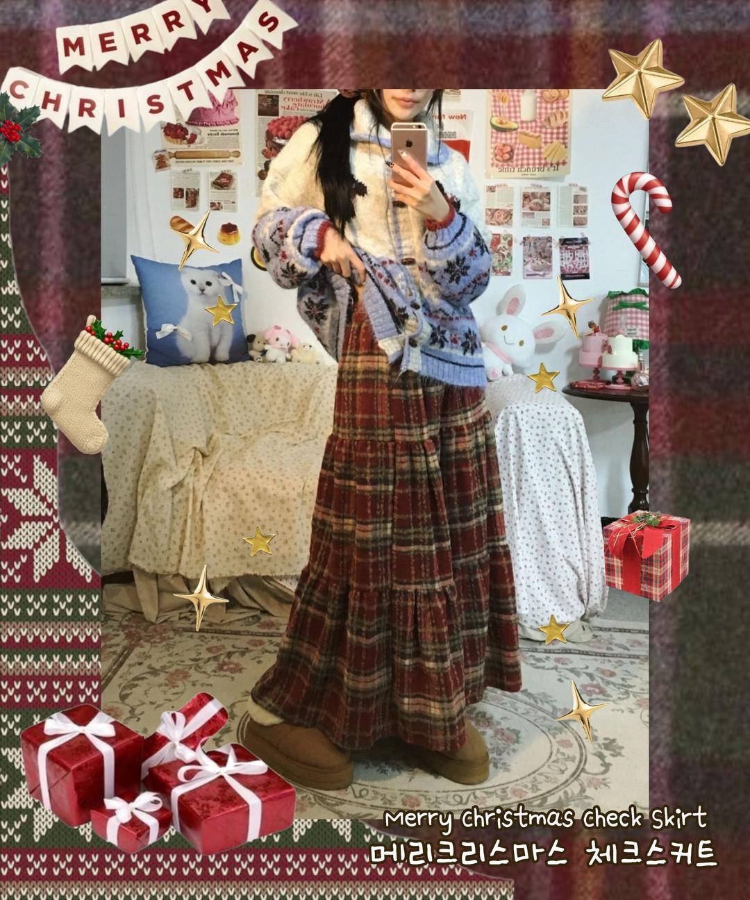 메리크리스마스 체크스커트