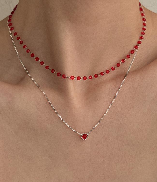 [925 silver] 레드 하트 목걸이_NK150