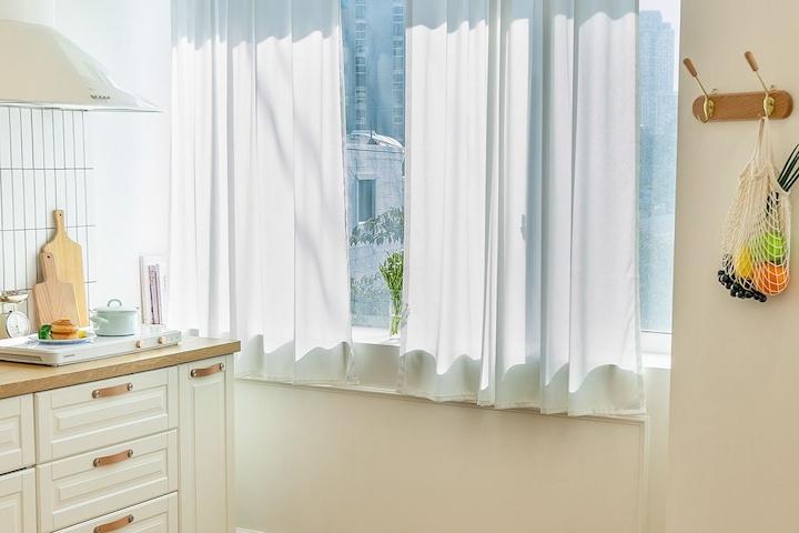 못없이설치 비침없는 국산 도톰 쉬폰 가리개커튼 봉집/벨크로찍찍이