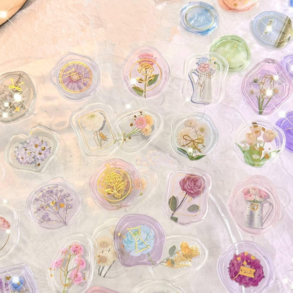 빈티지다꾸 pvc 입체 엠보싱 플라워 실링왁스 스티커