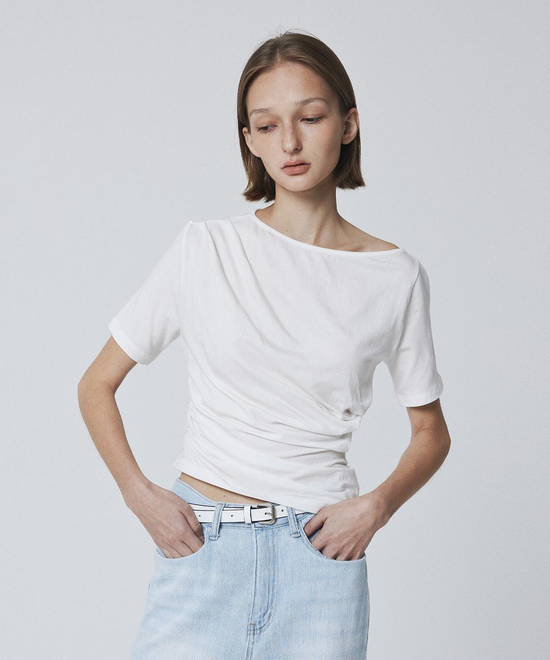 Slim Shirring Top (White)