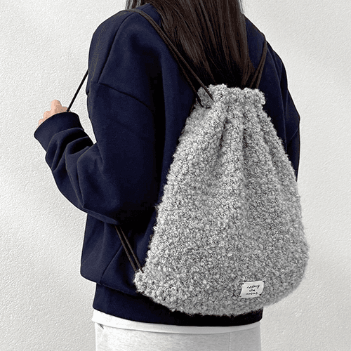 컬리 알파카 부클 스트링백 & 파우치 (코바늘 ver.)