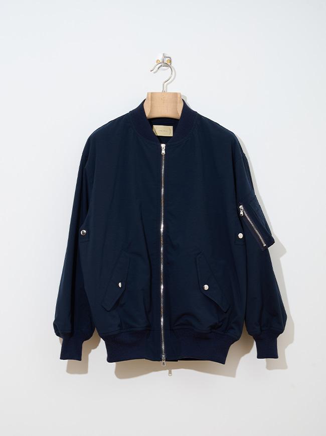 칸타테_ Shrunken Nylon Flight Jacket [NAVY]