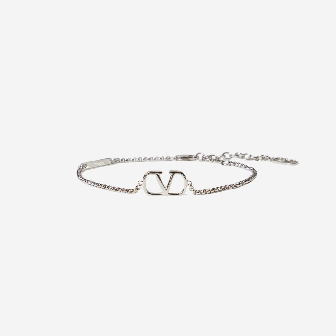 Valentino Vlogo Signature Metal Bracelet Palladium