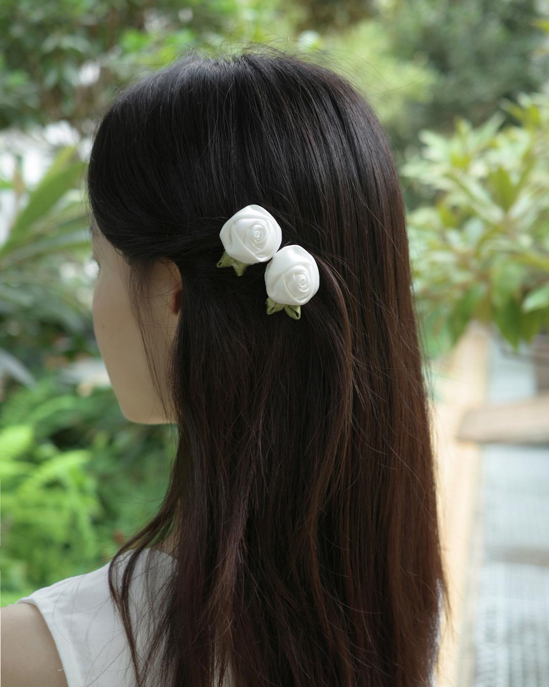 Garden Rose Hairpin (White)