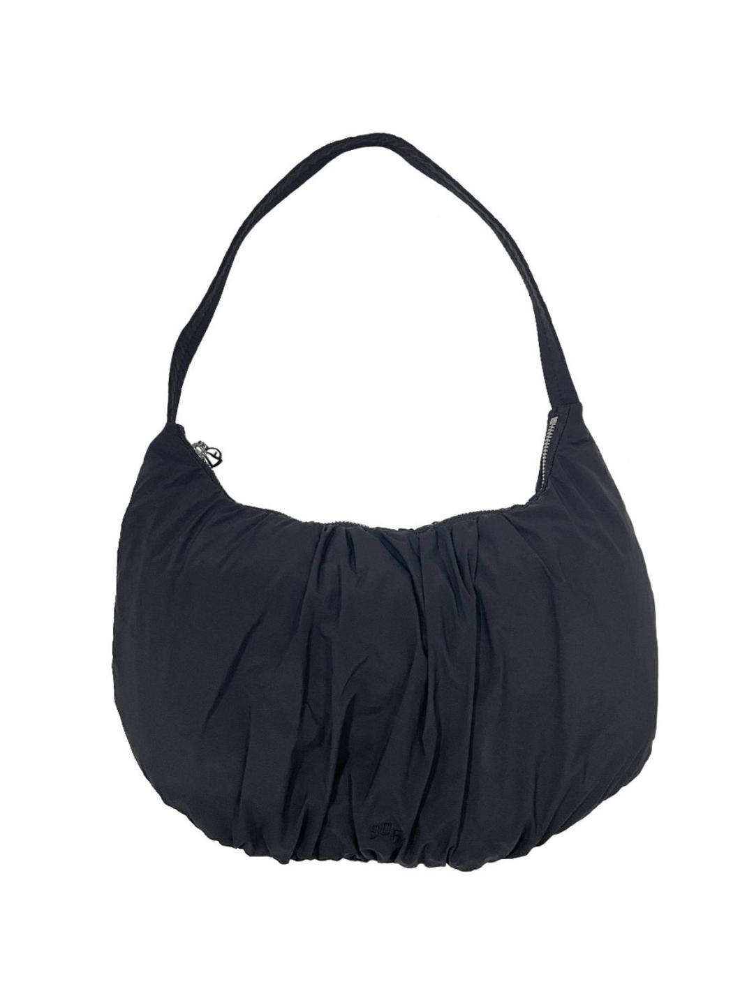 SHIRRING HALF MOON BAG [BLACK]