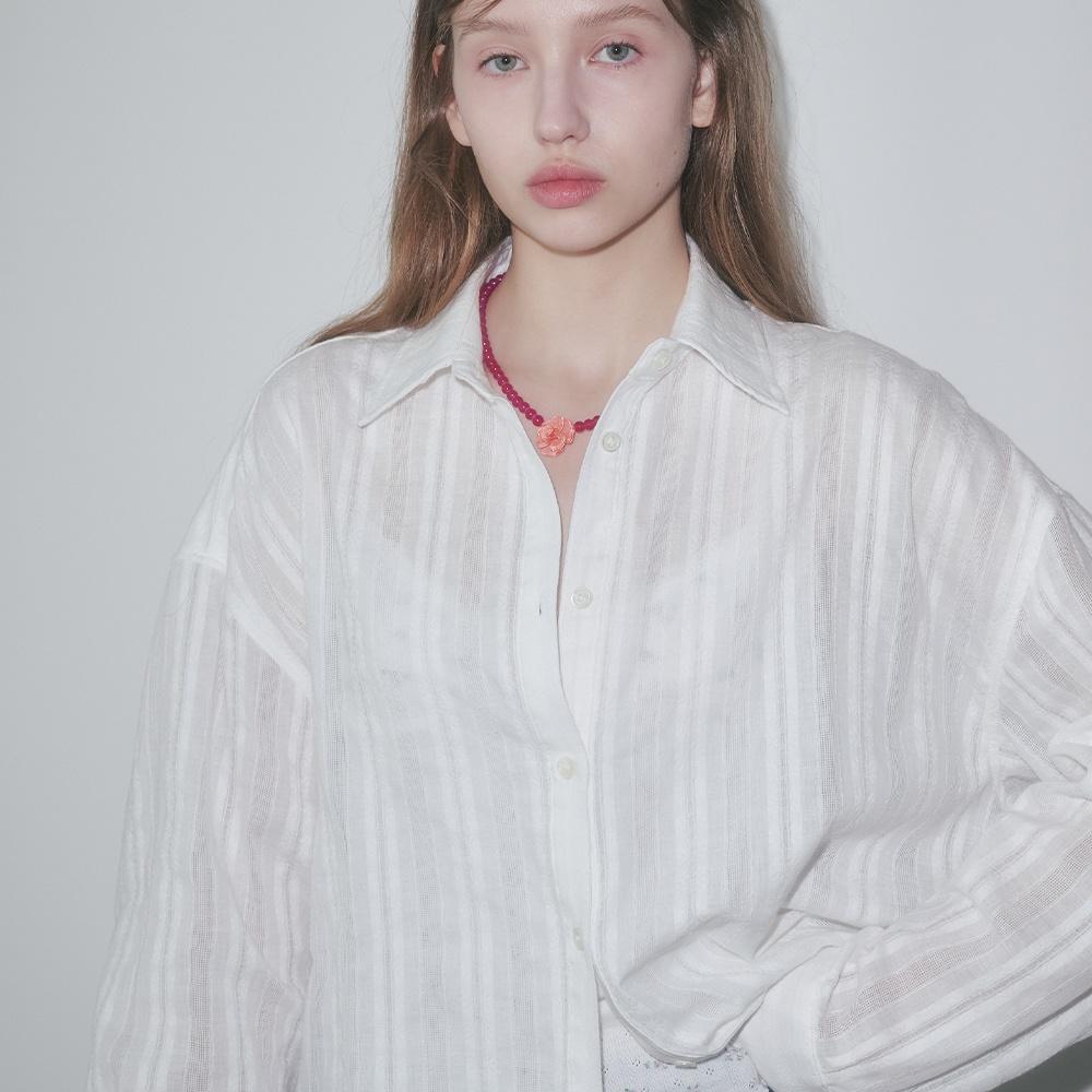 EYELET OVERFIT SHIRTS, WHITE