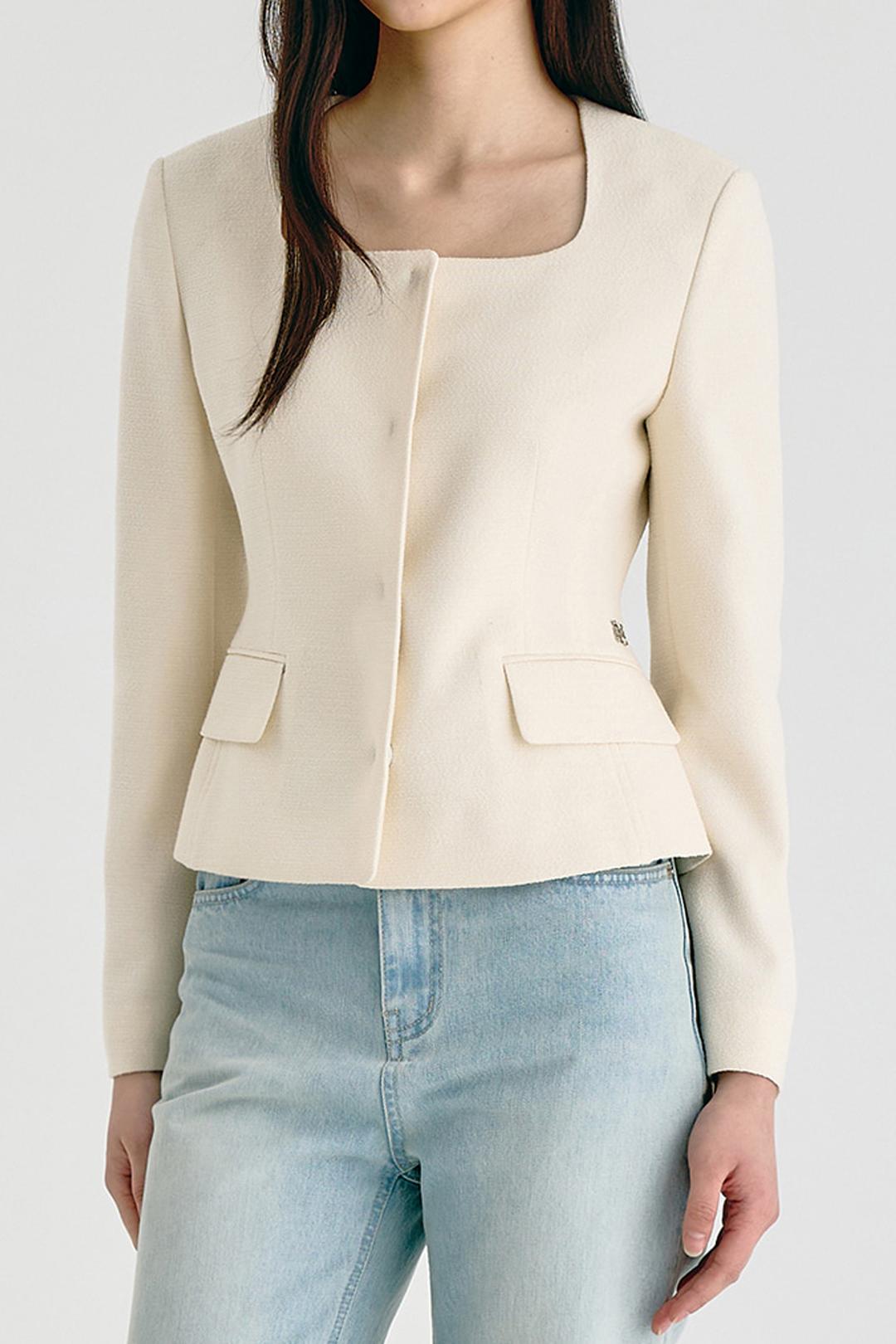 트위드 스퀘어 자켓 - 아이보리