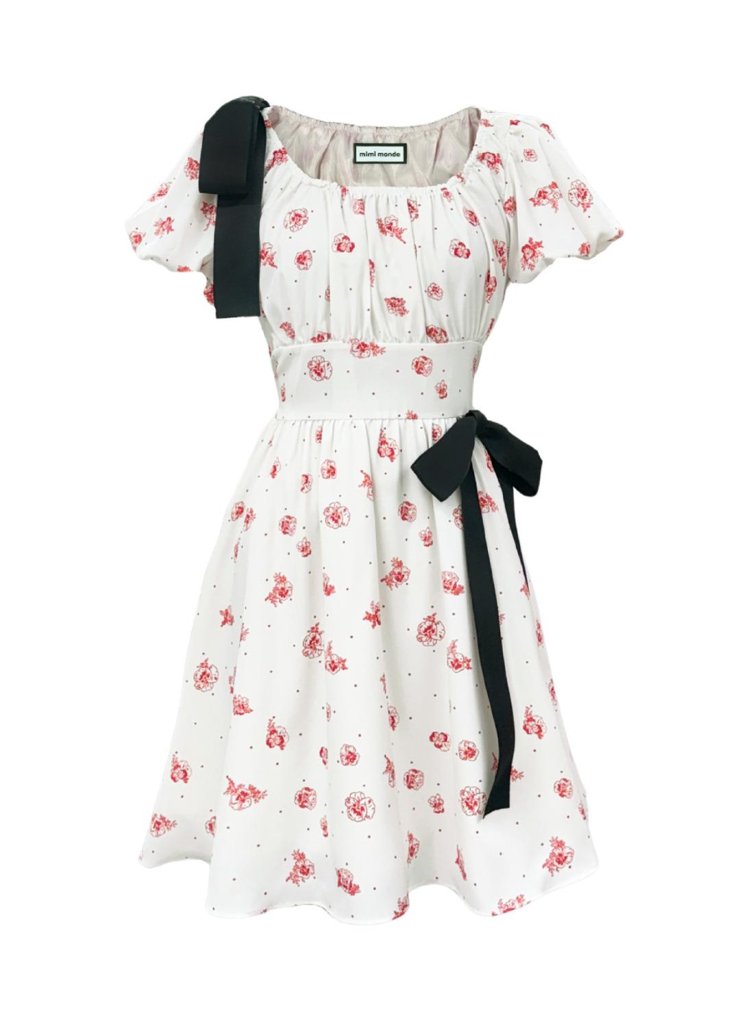 Ribbon broach dress (floral)