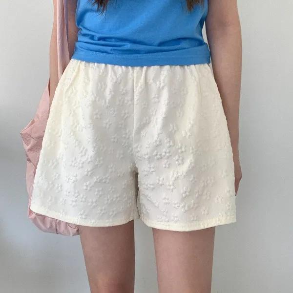 [유니크&포인트룩]레보시 플라워 하프팬츠