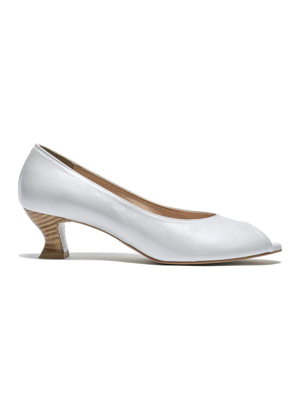 [WOMEN] LEATHER OPEN TOE PUMPS_WHITE