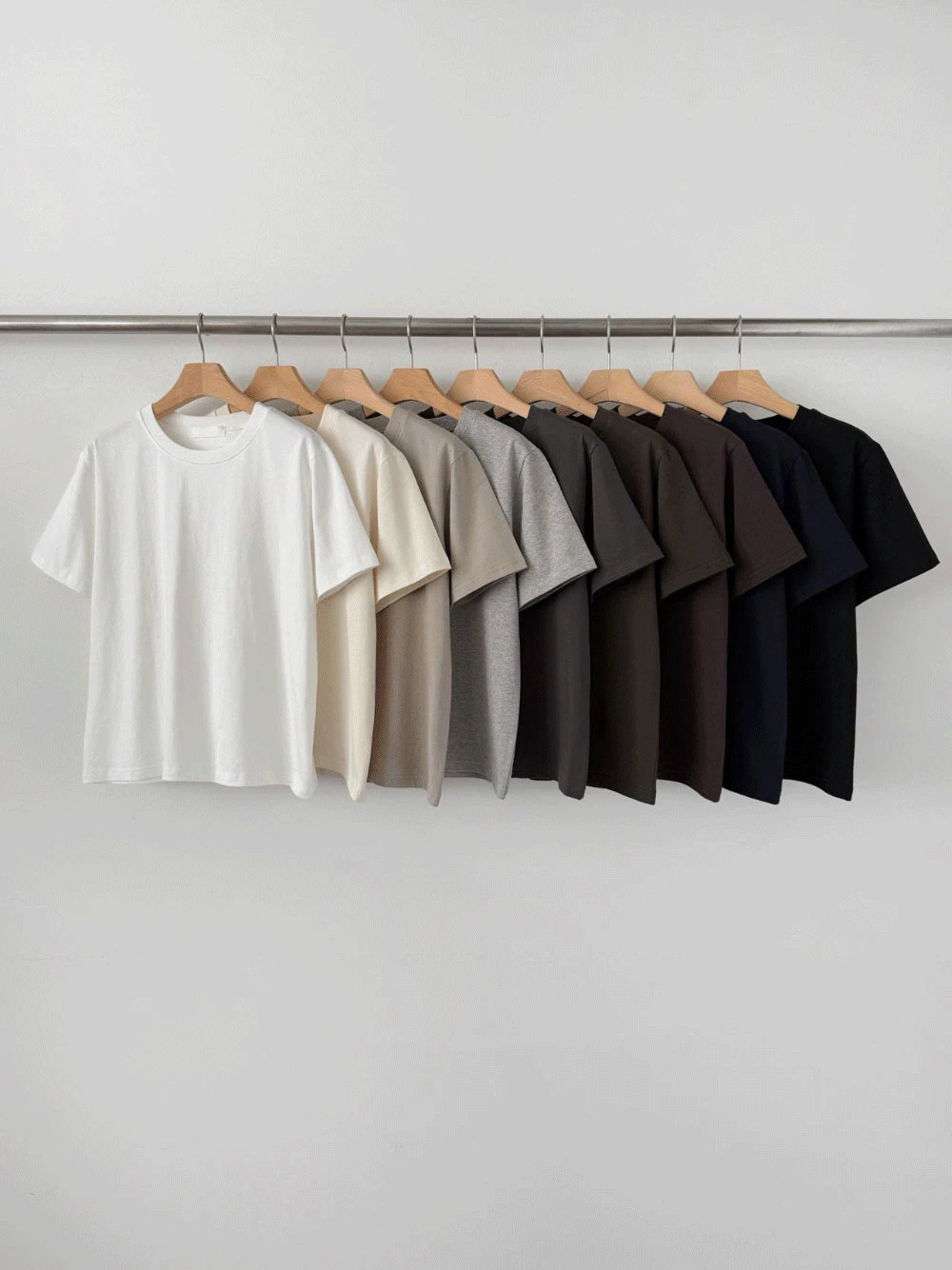 [1+1묶음할인] 미니크 코튼 반팔 티셔츠 (9color)