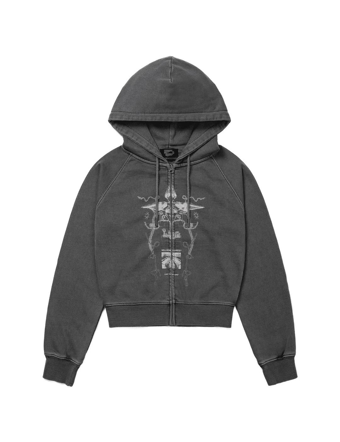 Digital Tattoo Hoodie Zip Up Charcoal