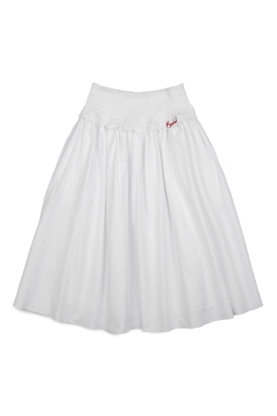 Shirred Waist Band Midi Skirt White