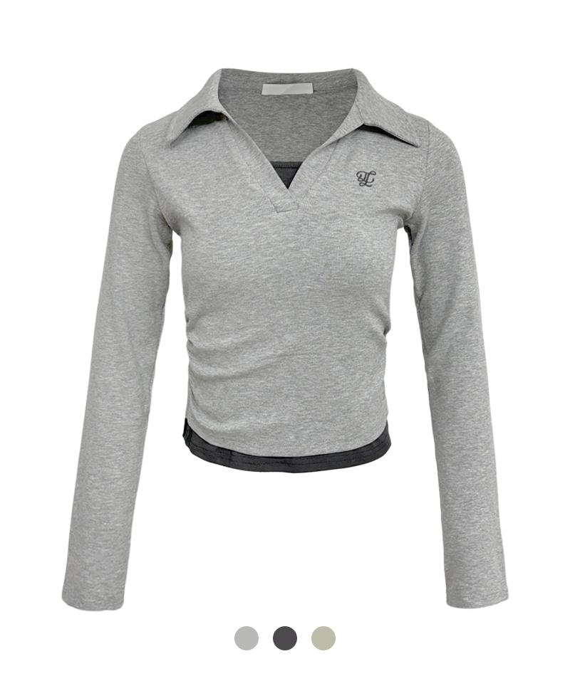 미닛 자수 레이어드 티셔츠