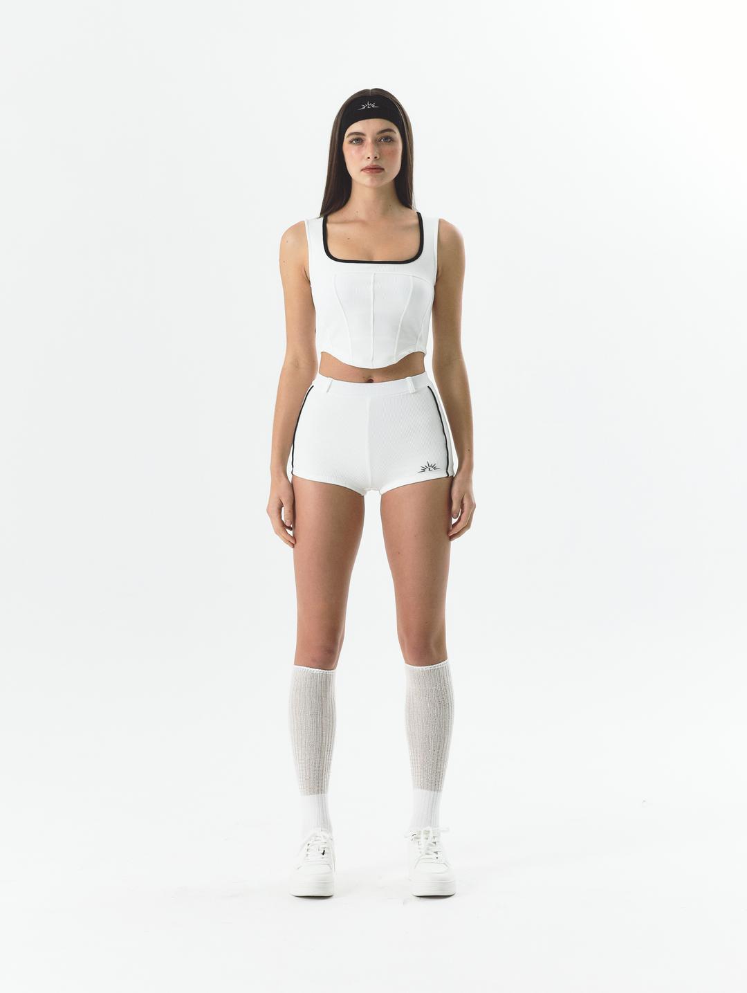 WHITE SQUARE NECK  SET