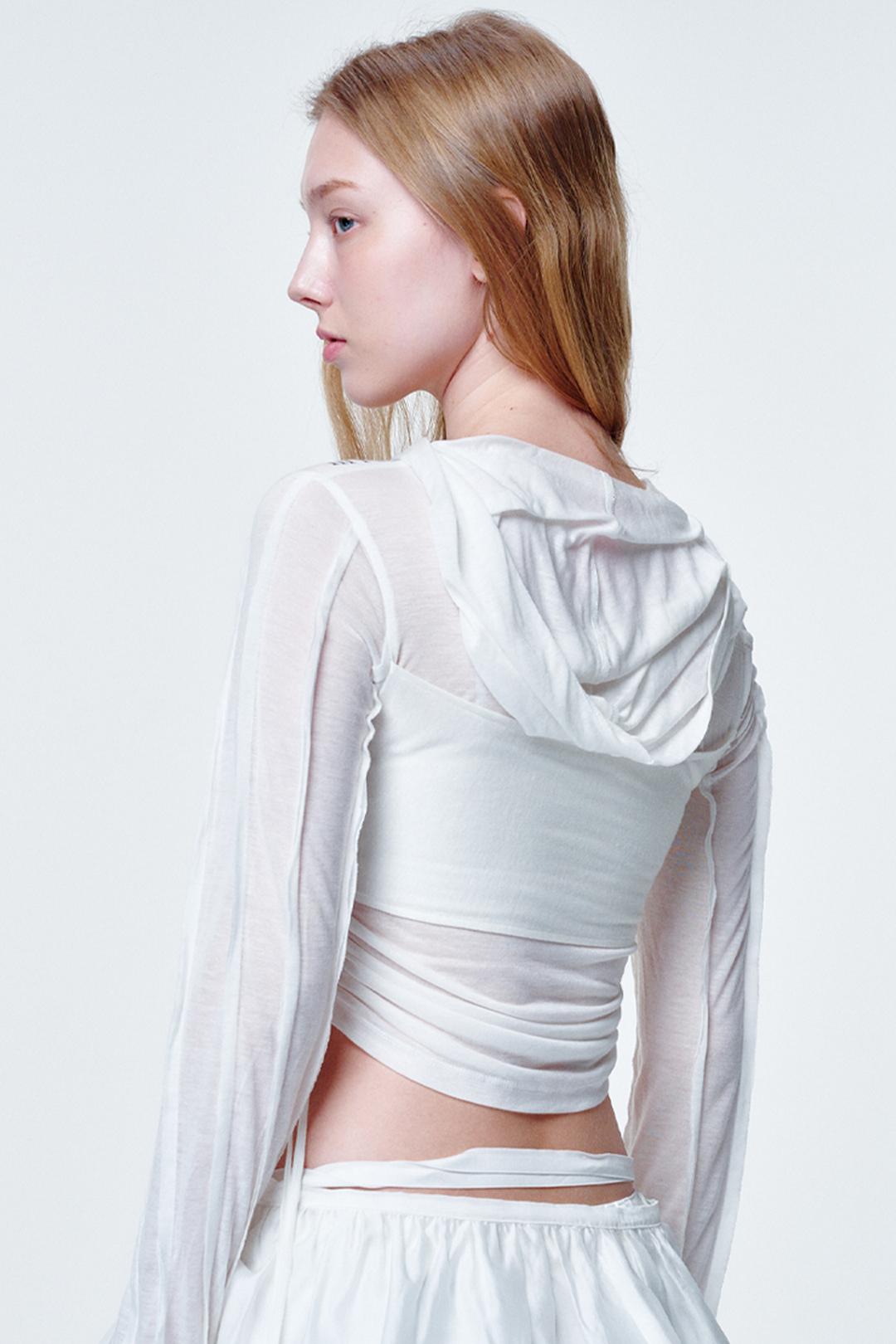 (예약 배송 4월 15일) Bra layered hoodie White