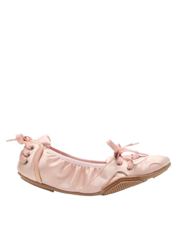 레이스업 새틴 플랫 슈즈