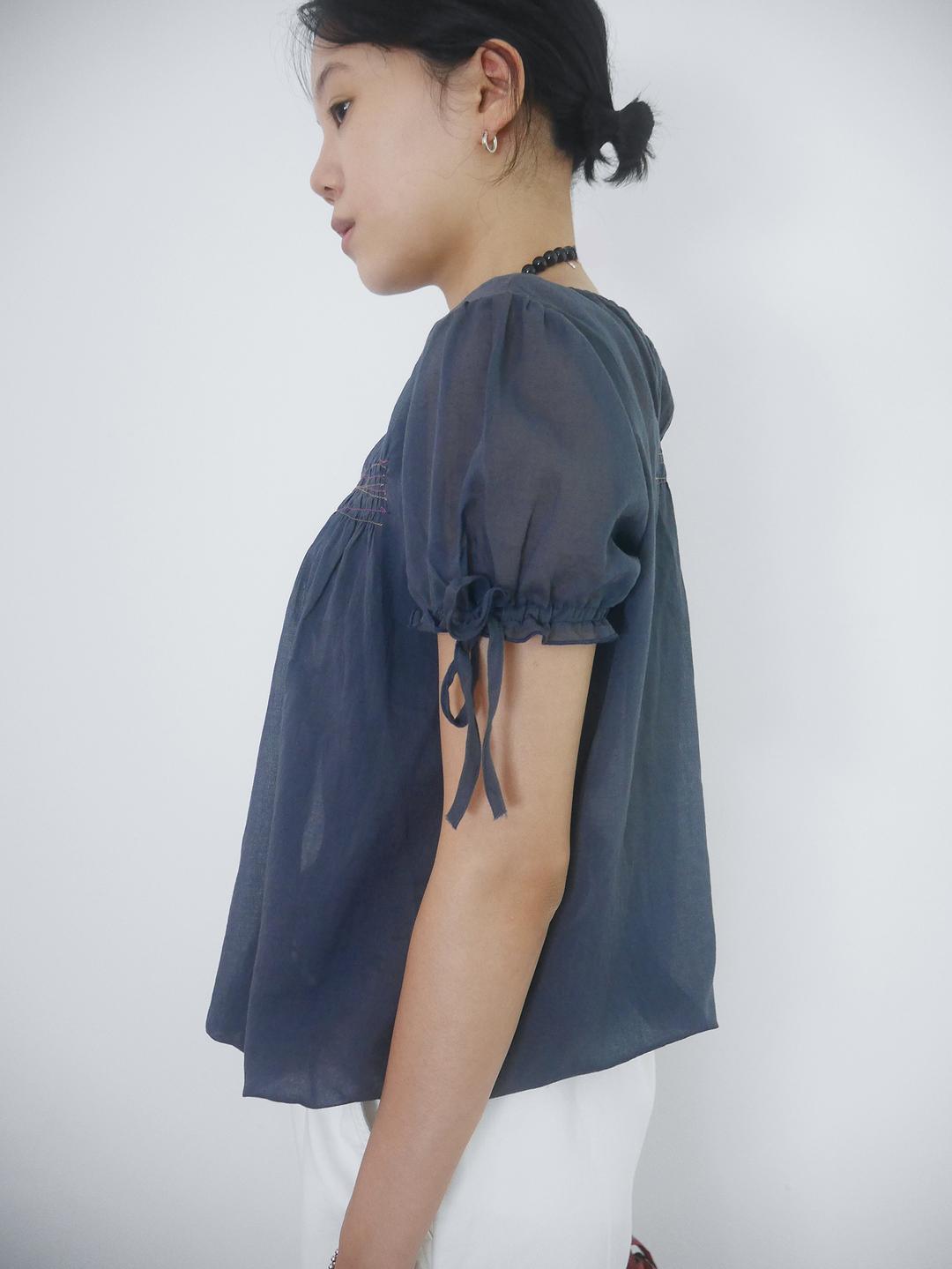 navy cotton summer blouse