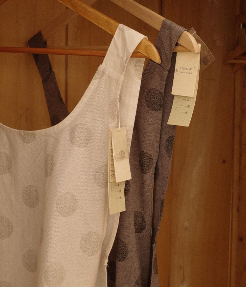 [JAPAN]  NONNO linen dot apron tunic ♪ / 2 colors