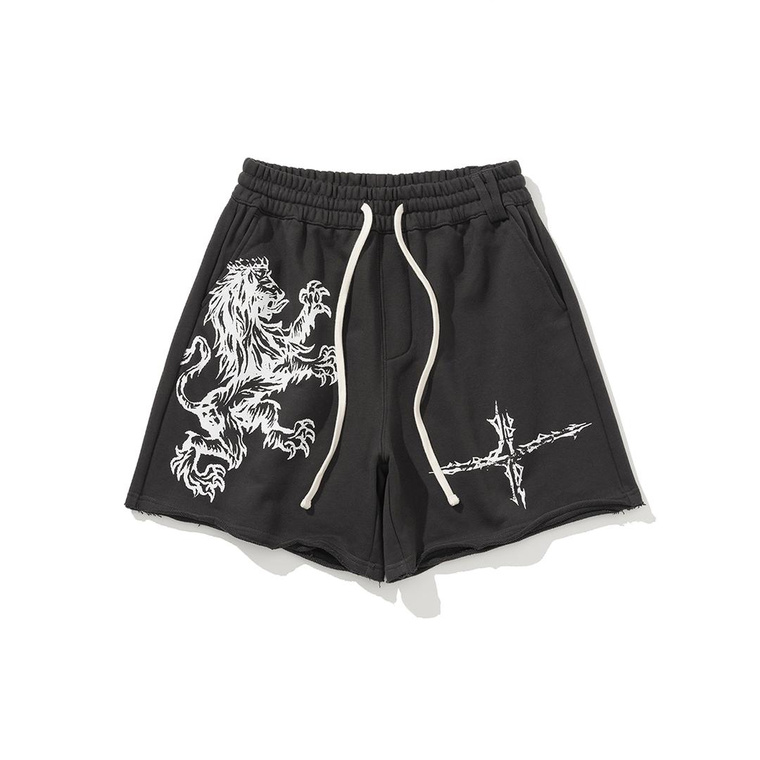 Mural Painting Sweat Shorts - Charcoal