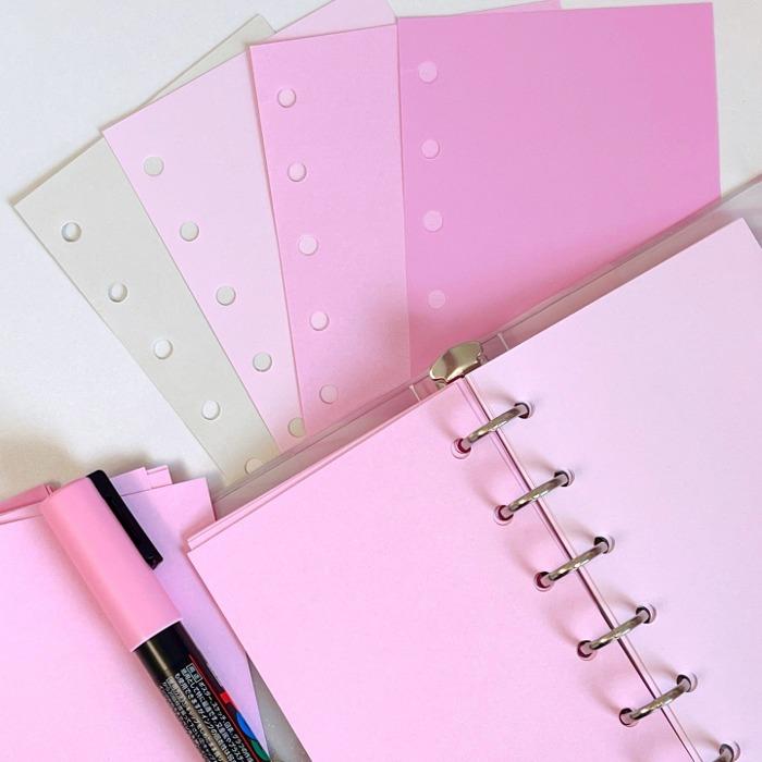 A6 / A7 플레인 4컬러 핑크 그레이 속지 세트 (4종 각 10장씩 / 총 40장)