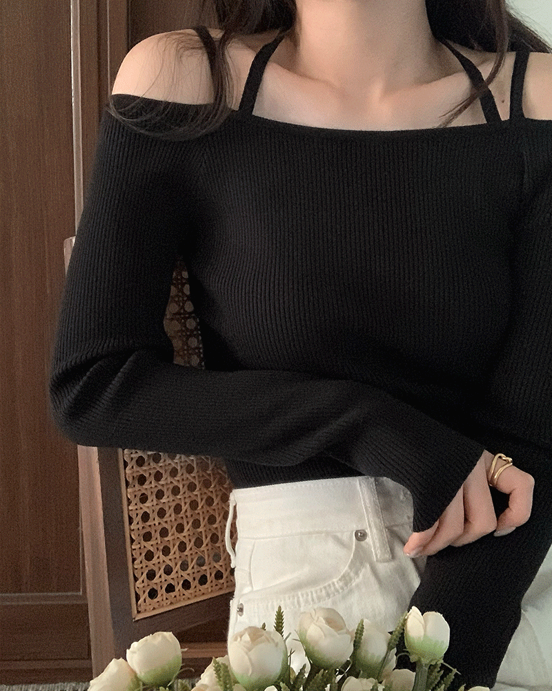 [데이트룩,발레코어룩] 아넬 홀터 니트