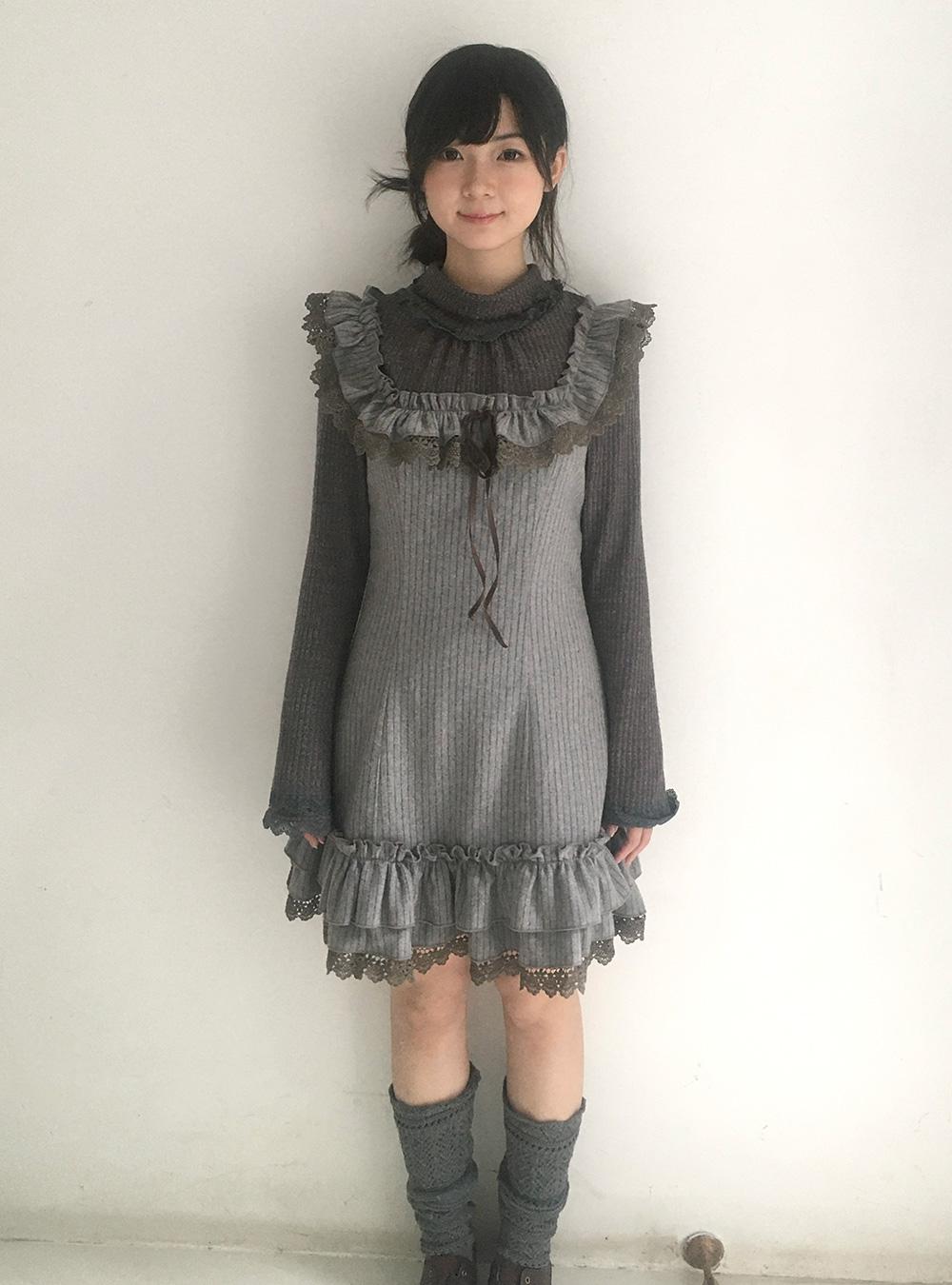 Classic Vintage Lace Ruffled Wool Dress