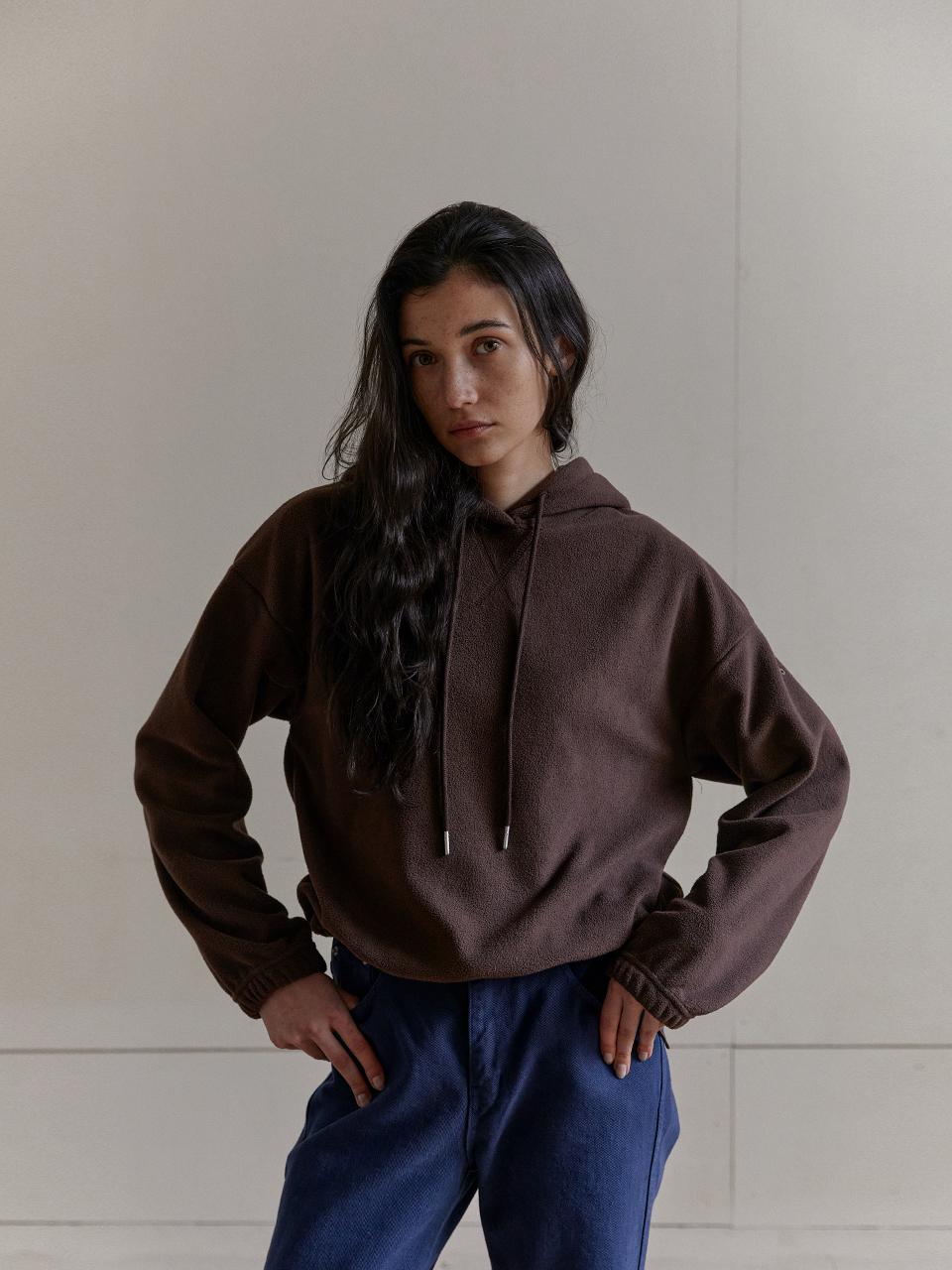 fleece hoody - brown