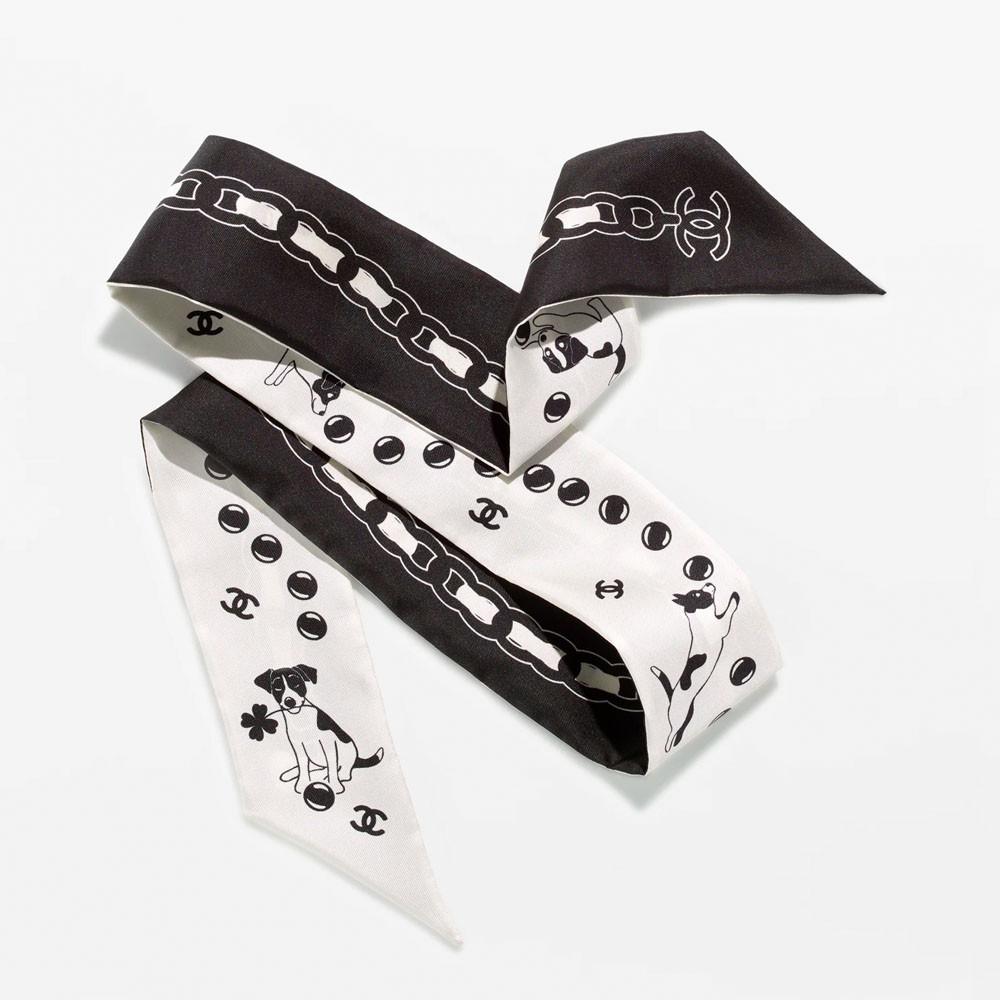 [영국재고확보]샤넬 트윌리 실크 스카프 AA8915 블랙 / 베이지