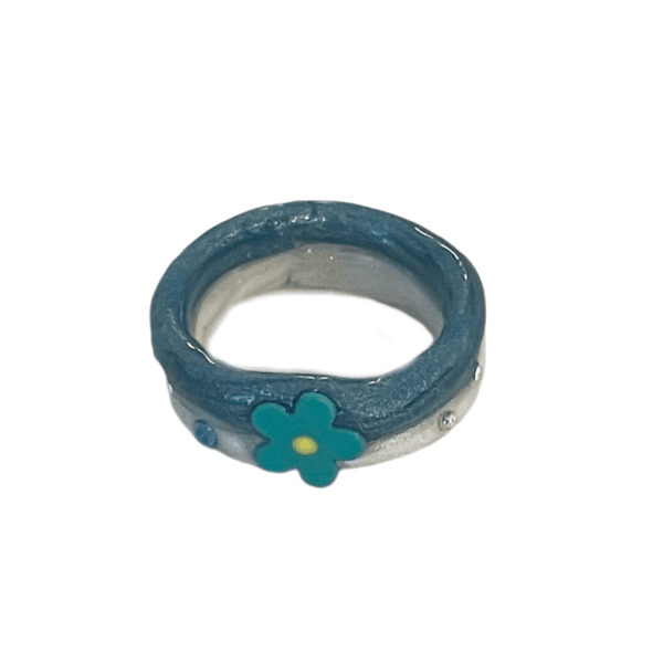 [vivifloring] twotone flower ring_blue / 비비플로링 투톤플라워링_블루